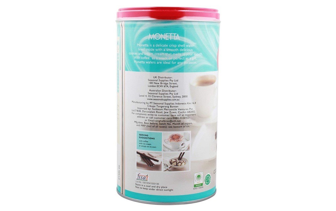 Monetta Cookies & Cream Flavoured Cream Wafers   Container  300 grams